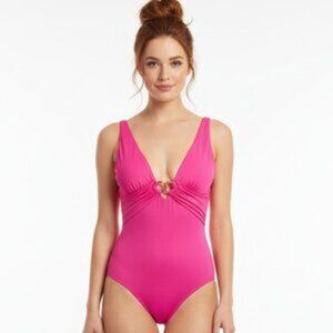 Trina Turk Pink 1 Piece Bathing Swim Suit NEW 10